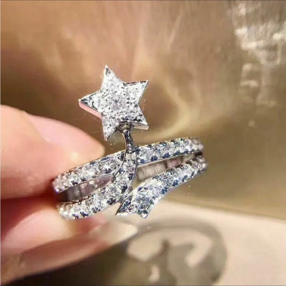 - ⭐️Sterling Silver Shooting Star Motif pave-set w/round brilliant cut CZ … - Picture 11 of 16